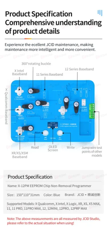 Программатор JCID BLE X-12PM (Baseband/Logic chip EEPROM; Non removal) фото в интернет-магазине 05gsm.ru