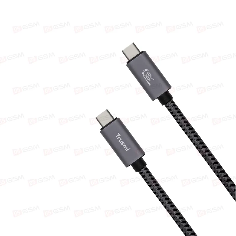 Кабель зарядки Trusmi CA57-01 (Type-C → Type-C; 240W; 1,8 м; в оплетке USB4 черный) фото в интернет-магазине 05gsm.ru