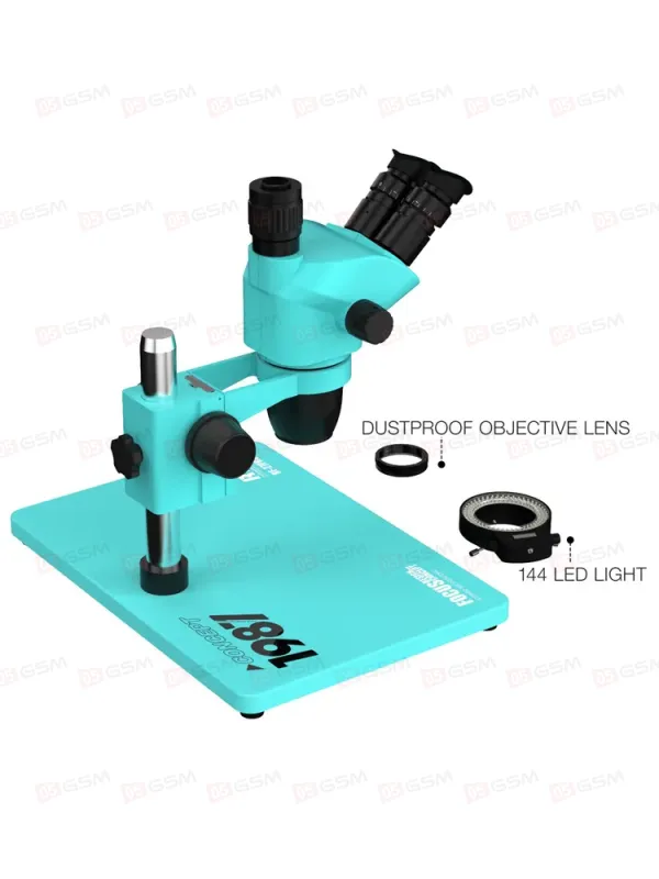 Микроскоп тринокулярный RF4 RF-27PRO2 с камерой, монитором и подсветкой (6.5-55X; бирюзовый) фото в интернет-магазине 05gsm.ru