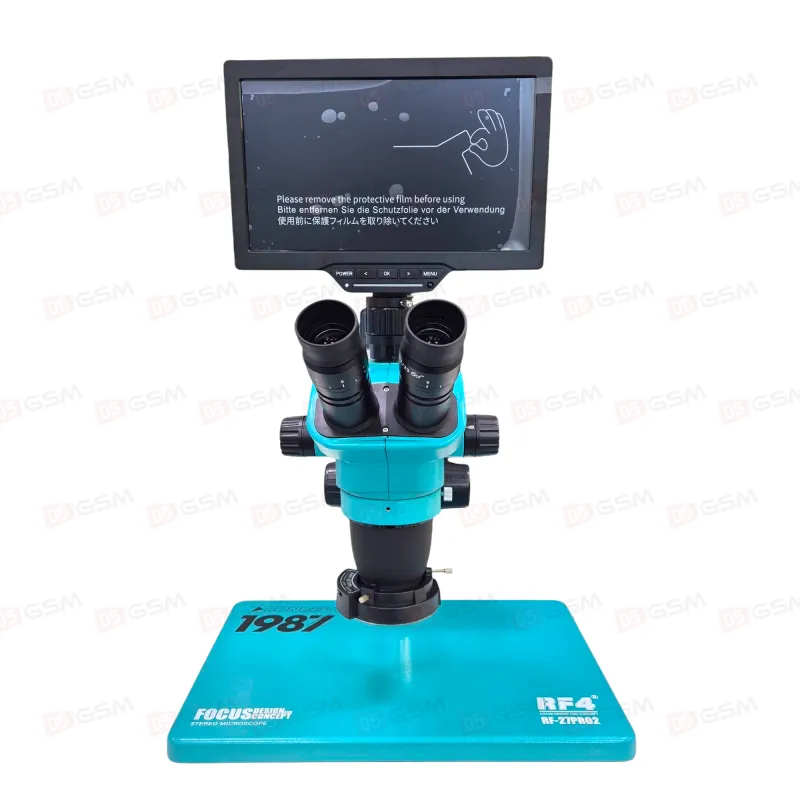 Микроскоп тринокулярный RF4 RF-27PRO2 с камерой, монитором и подсветкой (6.5-55X; бирюзовый) фото в интернет-магазине 05gsm.ru