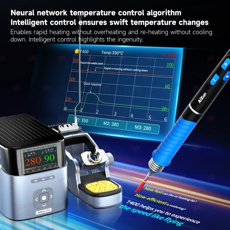 Паяльная станция Aixun T400 (Ручка 225 и 3 жала: C030/C080/C150) фото в интернет-магазине 05gsm.ru