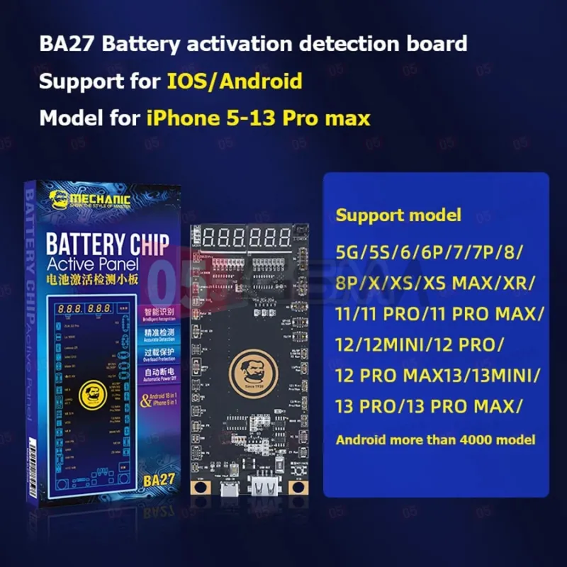 Плата для теста и подзарядки АКБ Mechanic BA27 (5G-13series / 18 Android models) фото в интернет-магазине 05gsm.ru