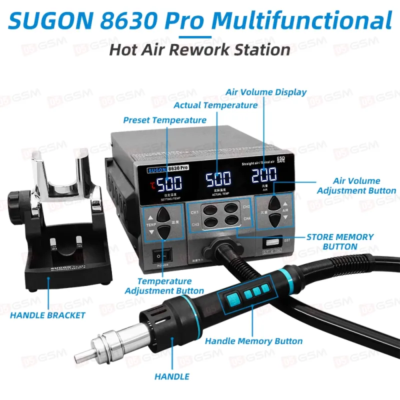Термовоздушный фен Sugon 8630 Pro (Паяльная станция) фото в интернет-магазине 05gsm.ru