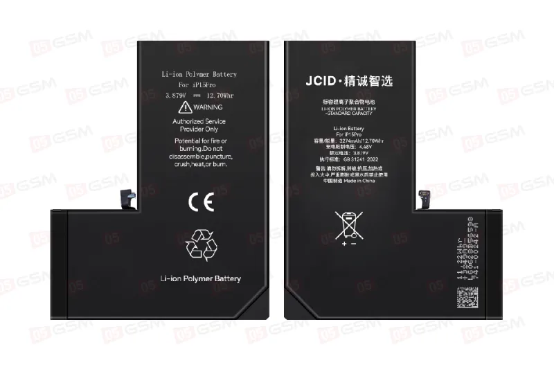 Аккумулятор iPhone 15 Pro (JCID; Standard Capacity; 3274 мАч) фото в интернет-магазине 05gsm.ru