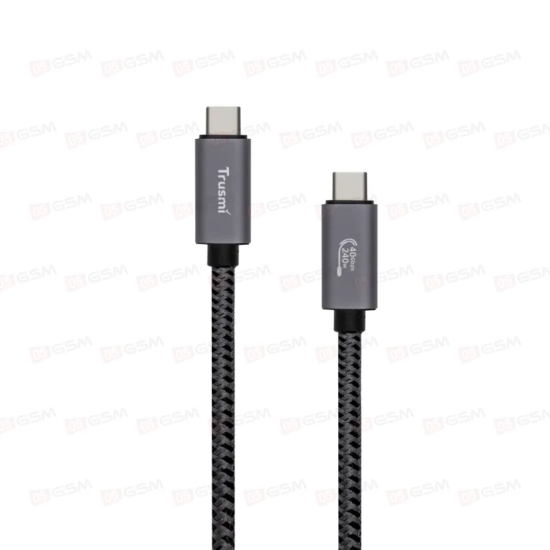 Кабель зарядки Trusmi CA57-01 (Type-C → Type-C; 240W; 1,8 м; в оплетке USB4 черный) фото в интернет-магазине 05gsm.ru