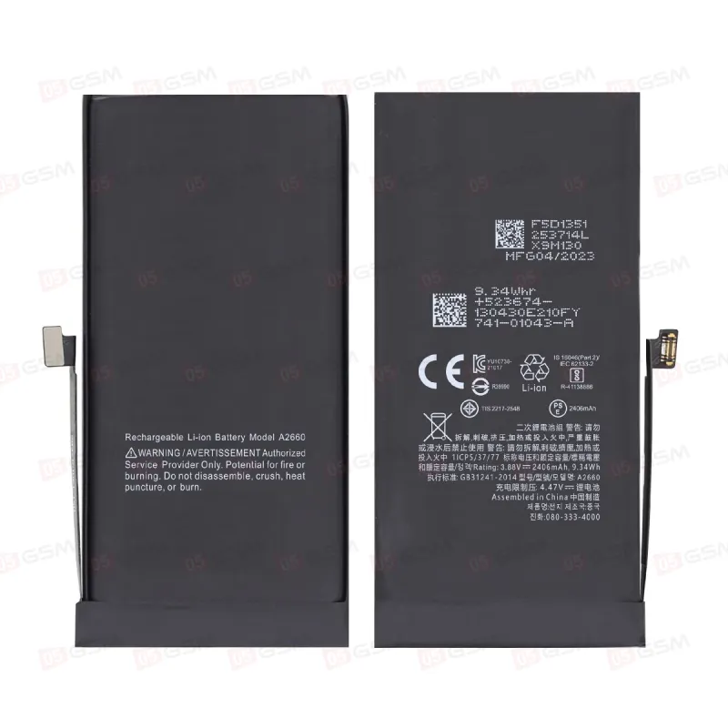 Аккумулятор iPhone 13 Mini (05GSM; 2406 мАч; гарантия 1 год) фото в интернет-магазине 05gsm.ru
