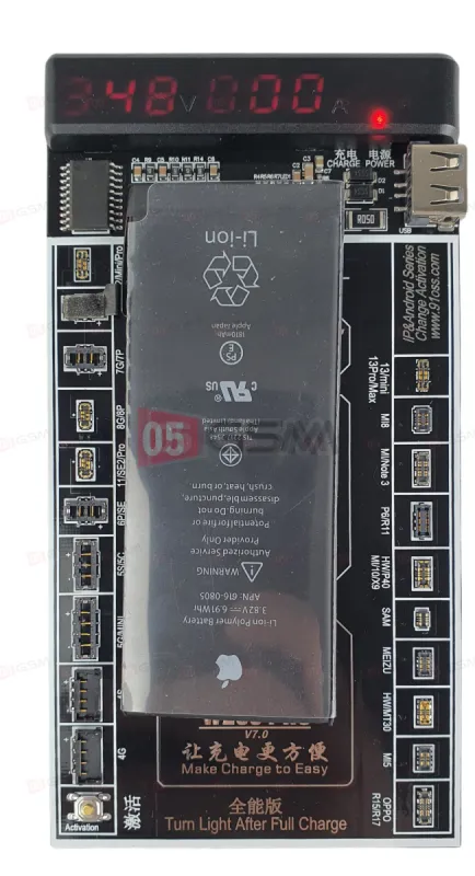 Плата для теста и подзарядки аккумулятора OssTeam W209PRO V7 (iPhone 6-13PM/Android) фото в интернет-магазине 05gsm.ru