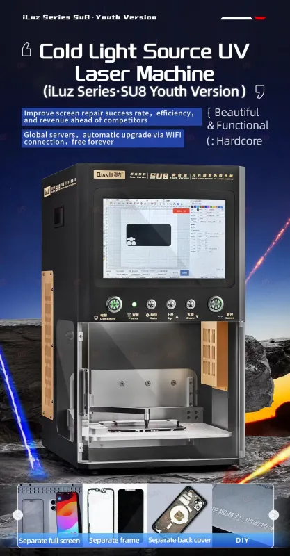 Лазерный аппарат Qianli iLuz SU8 YOUTH (Для снятия стекол, крышек и рамок; УФ-лазер; 3 Вт) фото в интернет-магазине 05gsm.ru