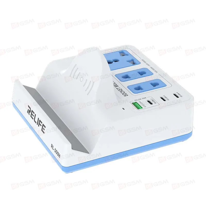 Многопортовое зарядное устройство Relife RL-309H (4 порта; 3 мультипорта; беспроводная зарядка) фото в интернет-магазине 05gsm.ru