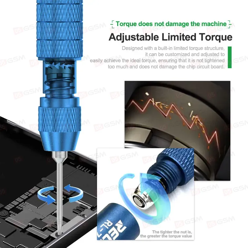 Отвертка динамометрическая Relife RL-725 (Набор из 5 бит) фото в интернет-магазине 05gsm.ru