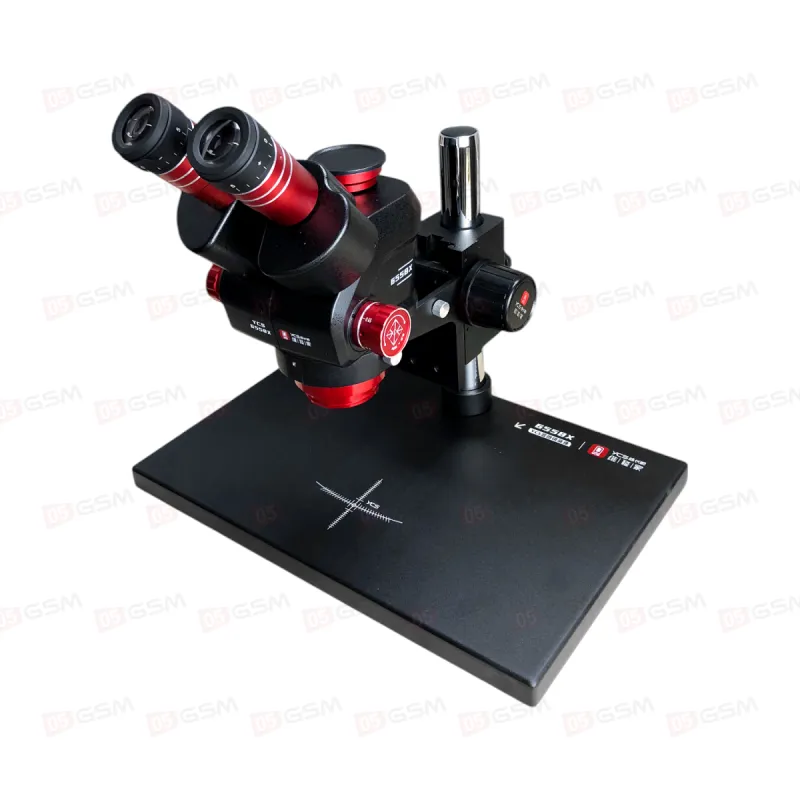 Микроскоп тринокулярный YCS 6558X Base Version с подсветкой и линзой (6.5-58X; красный) фото в интернет-магазине 05gsm.ru