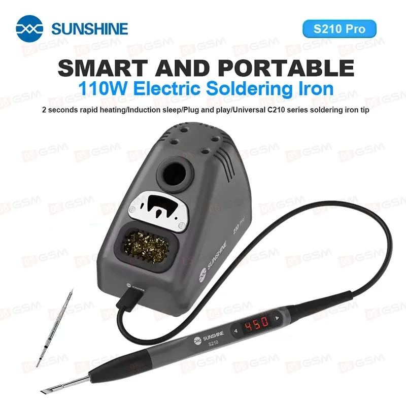 Паяльник портативный с держателем Sunshine S210 Pro (1 жало C210; неавтономный) фото в интернет-магазине 05gsm.ru