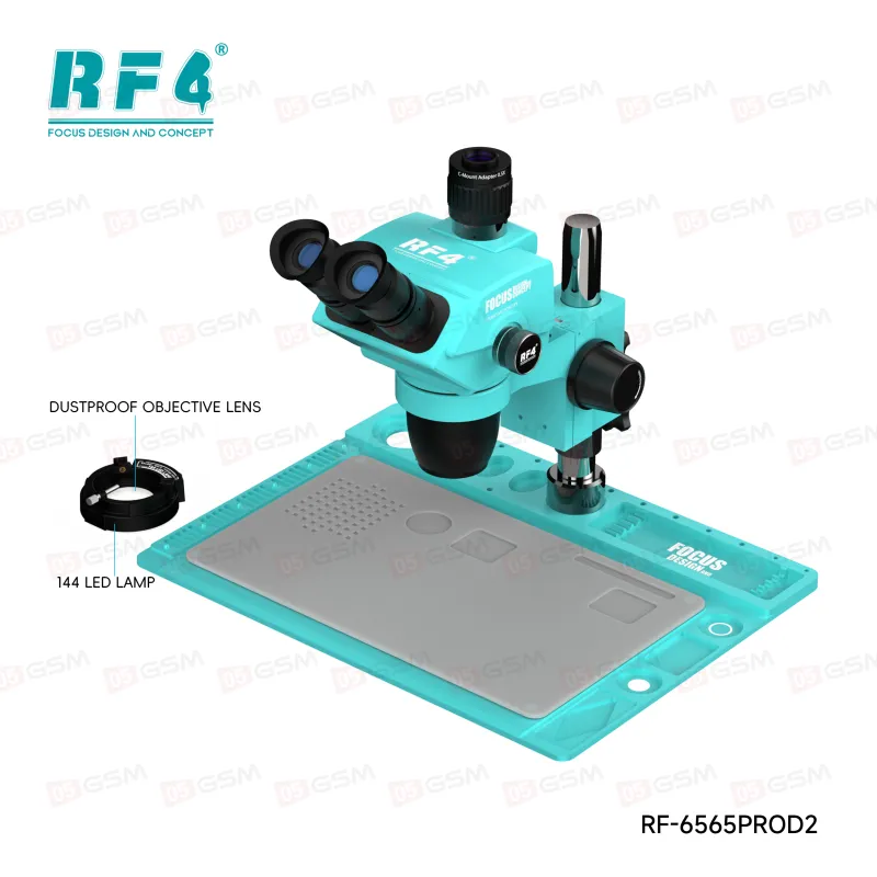 Микроскоп тринокулярный RF4 RF-6565PROD2 с подсветкой (6.5-65X; бирюзовый) фото в интернет-магазине 05gsm.ru