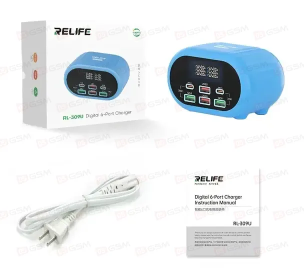 Многопортовое зарядное устройство Relife RL-309U Blue (6 портов; 72 Вт; синий) фото в интернет-магазине 05gsm.ru