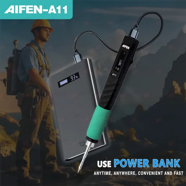 Паяльник портативный с держателем Aifen A11 (Ручка 210 и 1 жало; Type-C) фото в интернет-магазине 05gsm.ru