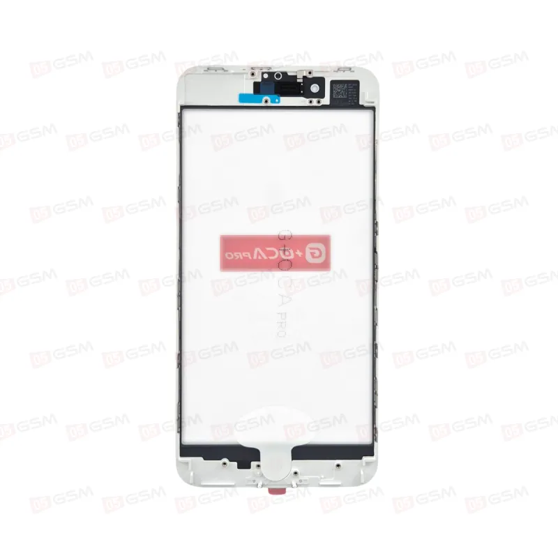 Стекло G+OCA iPhone 8G+ белое с РАМКОЙ+OCA пленка фото в интернет-магазине 05gsm.ru