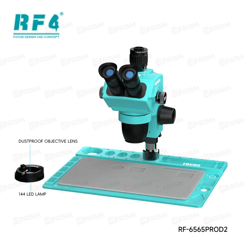 Микроскоп тринокулярный RF4 RF-6565PROD2 с подсветкой (6.5-65X; бирюзовый) фото в интернет-магазине 05gsm.ru