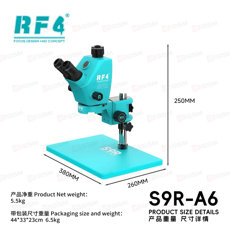 Микроскоп тринокулярный RF4 RF-S9R A6 со встроенной подсветкой (7-74X; бирюзовый) фото в интернет-магазине 05gsm.ru