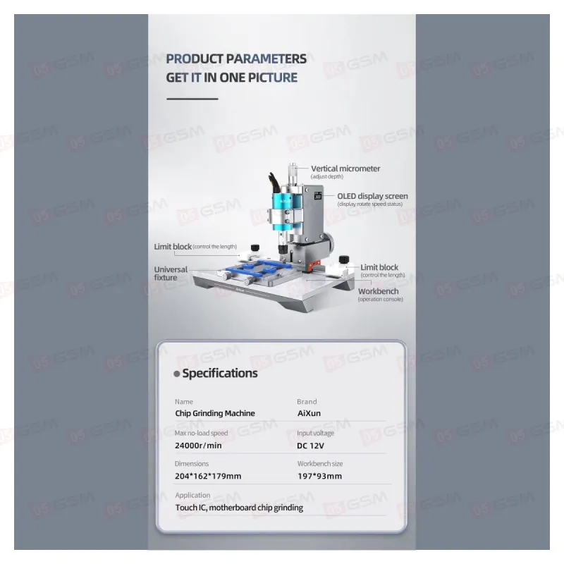 Шлифовальный станок для стачивания микросхем Aixun Grinder (2 Gen) фото в интернет-магазине 05gsm.ru