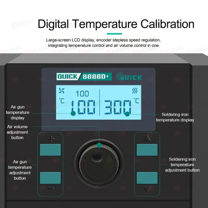 Паяльная станция с термофеном Quick 8686D+ фото в интернет-магазине 05gsm.ru
