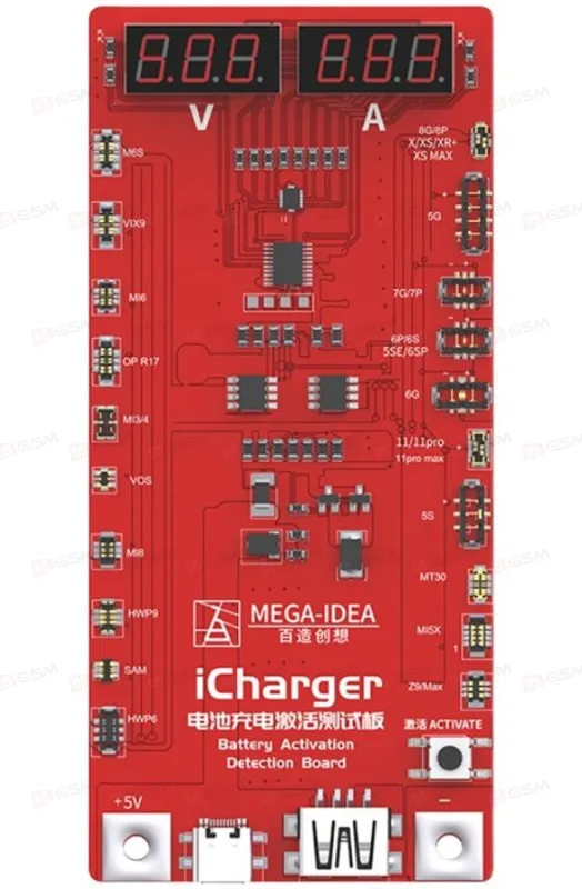 Плата для теста и подзарядки АКБ Mega-Idea iCharger (iPhone/Android) фото в интернет-магазине 05gsm.ru