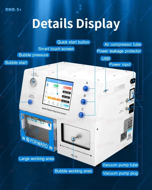 Комплект для переклейки дисплеев Forward RMB 5+ (Ламинатор с барокамерой, помпой и компрессором) фото в интернет-магазине 05gsm.ru