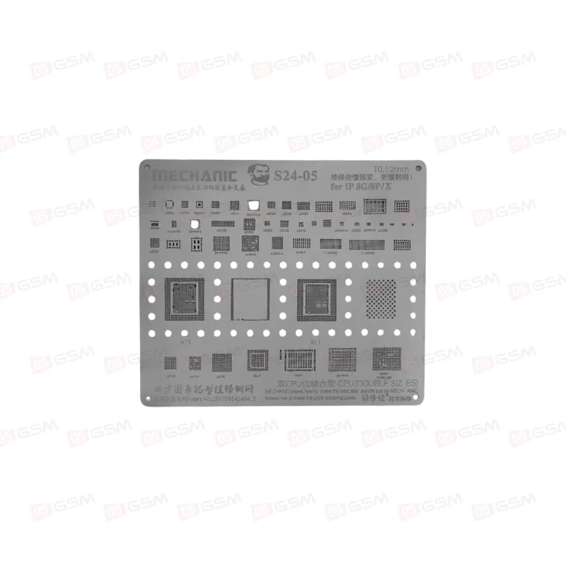 Трафарет для BGA Mechanic MCN-S24-05 8G/8P/X ( to.12 MM) фото в интернет-магазине 05gsm.ru