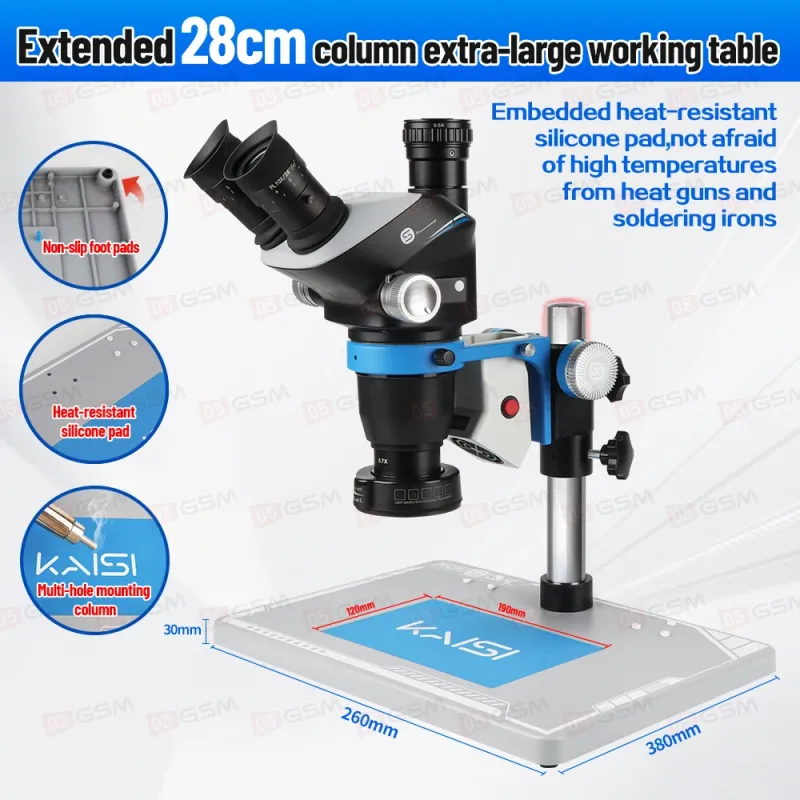 Микроскоп тринокулярный Kaisi S8 (6.5-52X; черный) фото в интернет-магазине 05gsm.ru