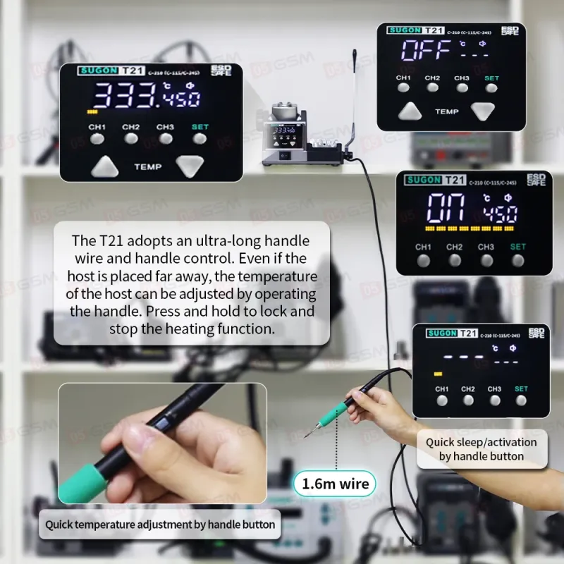 Паяльная станция Sugon T21 (Ручки 210+245 и 6 жал) фото в интернет-магазине 05gsm.ru