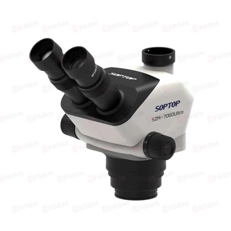 Микроскоп тринокулярный SopTop SZM-7060 Ultra с подсветкой и линзой (7-60X; большой стол; черный) фото в интернет-магазине 05gsm.ru