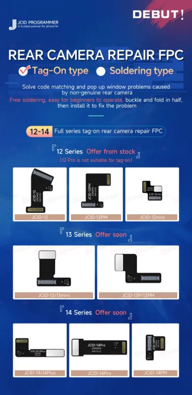 Шлейф для замены основной камеры без пайки на iPhone 14/14 Plus (JCID-14/14+ Rear Camera Tag-On) фото в интернет-магазине 05gsm.ru