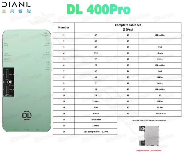 Тестер дисплеев Dianli DL400 Pro (Со шлейфами X-15 Pro Max) фото в интернет-магазине 05gsm.ru