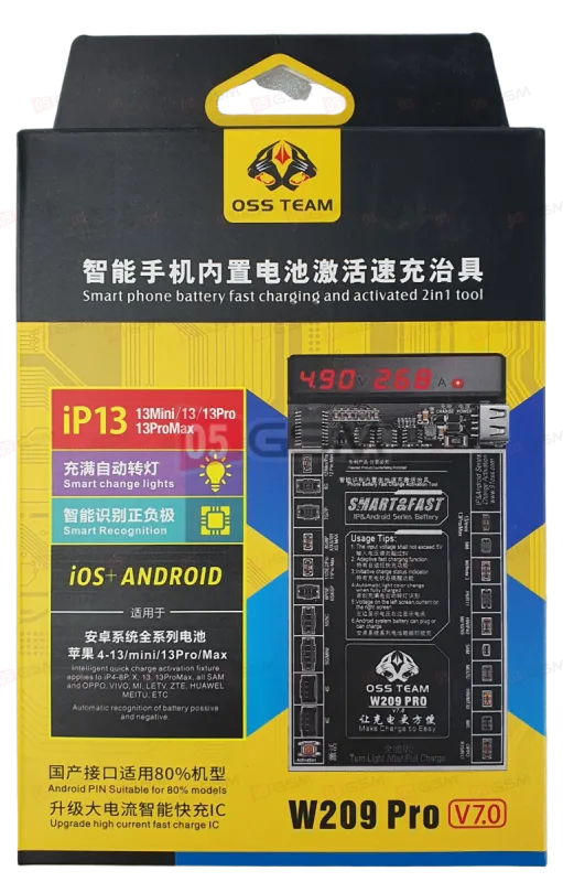Плата для теста и подзарядки аккумулятора OssTeam W209PRO V7 (iPhone 6-13PM/Android) фото в интернет-магазине 05gsm.ru