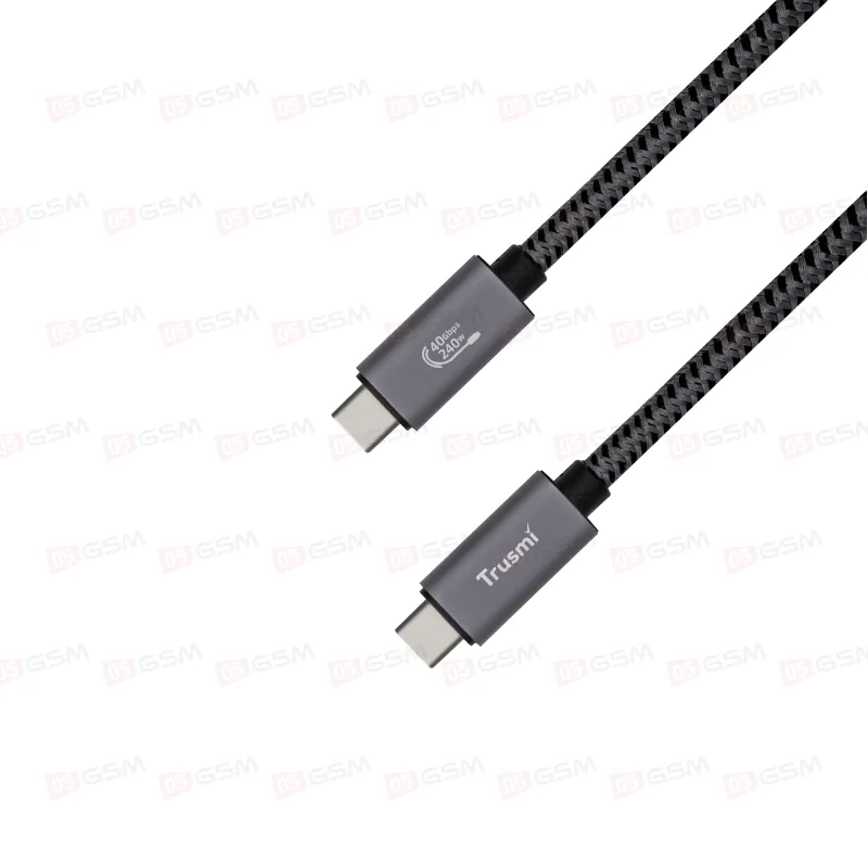 Кабель зарядки Trusmi CA57-01 (Type-C → Type-C; 240W; 1,8 м; в оплетке USB4 черный) фото в интернет-магазине 05gsm.ru