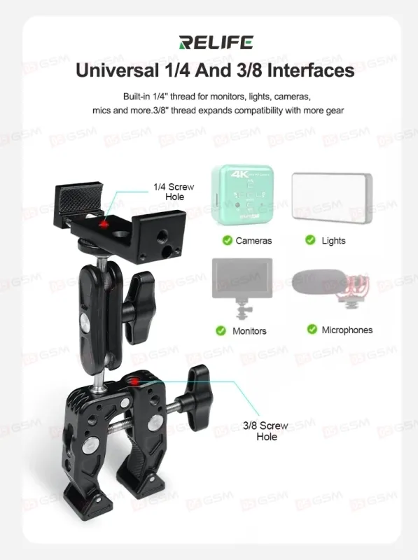 Зажим-штатив для телефона и камеры с креплением Relife RL-TO2 фото в интернет-магазине 05gsm.ru