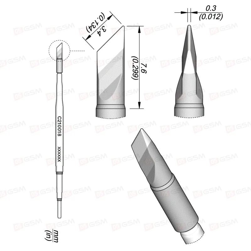 Жало паяльное JBC C210-018 (Нож с картриджем; 3.4x0.3 мм) фото в интернет-магазине 05gsm.ru