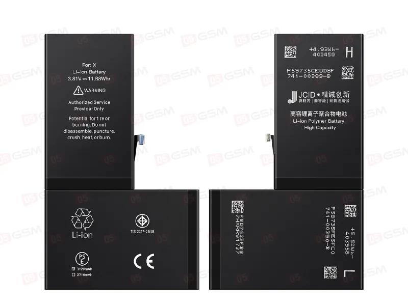 Аккумулятор усиленный iPhone X (JCID; High Capacity; 3100 мАч) фото в интернет-магазине 05gsm.ru