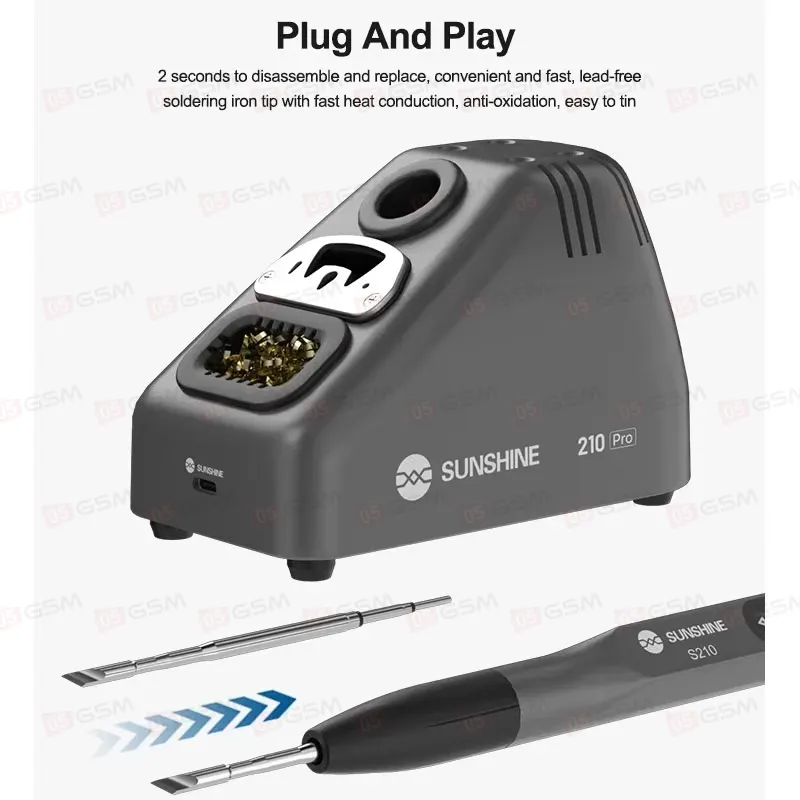 Паяльник портативный с держателем Sunshine S210 Pro (1 жало C210; неавтономный) фото в интернет-магазине 05gsm.ru
