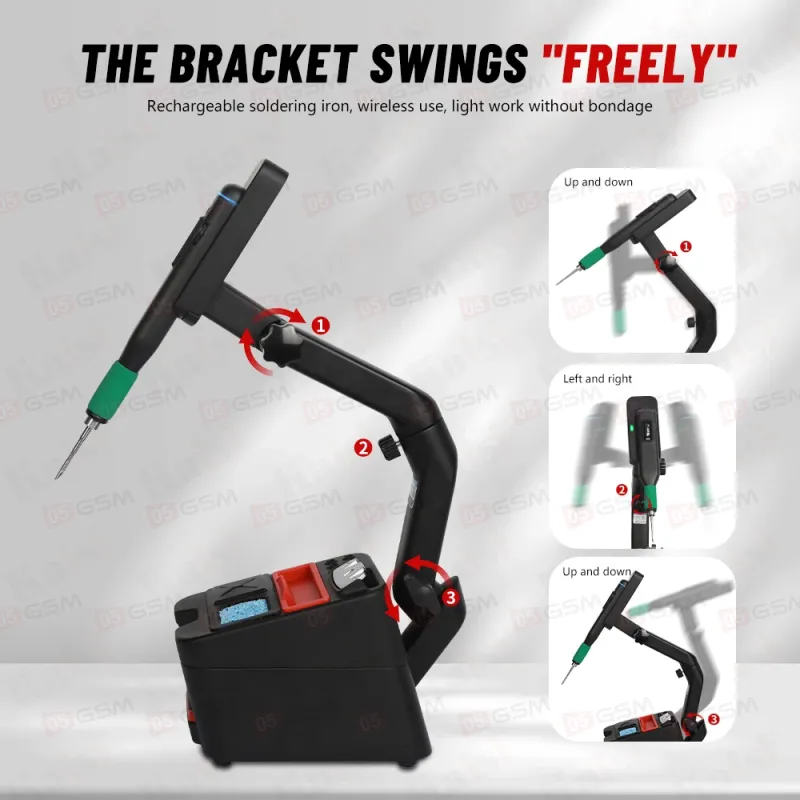 Паяльник портативный с держателем Sugon 55G (3 жала C210; автономный) фото в интернет-магазине 05gsm.ru