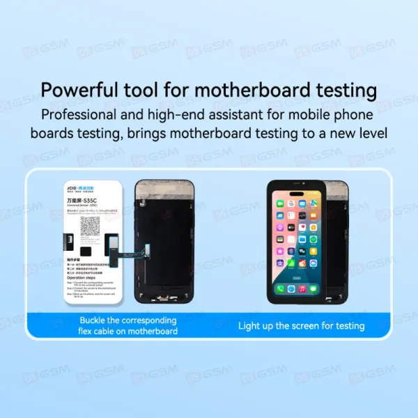Тестовый дисплей для проверки плат JCID S35C (iPhone 13/13 Mini/14/14 Plus/15/15 Plus) фото в интернет-магазине 05gsm.ru