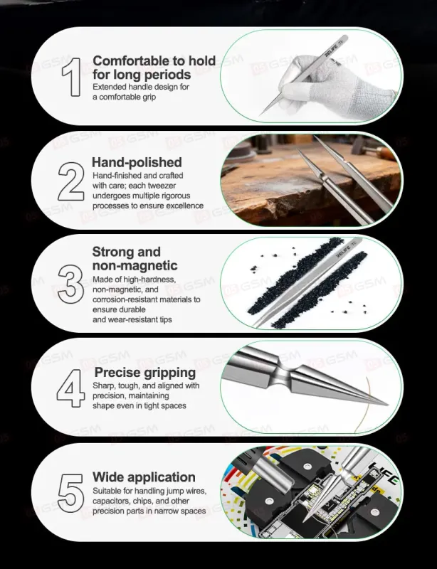 Пинцет прямой Relife T1 (Острый) фото в интернет-магазине 05gsm.ru