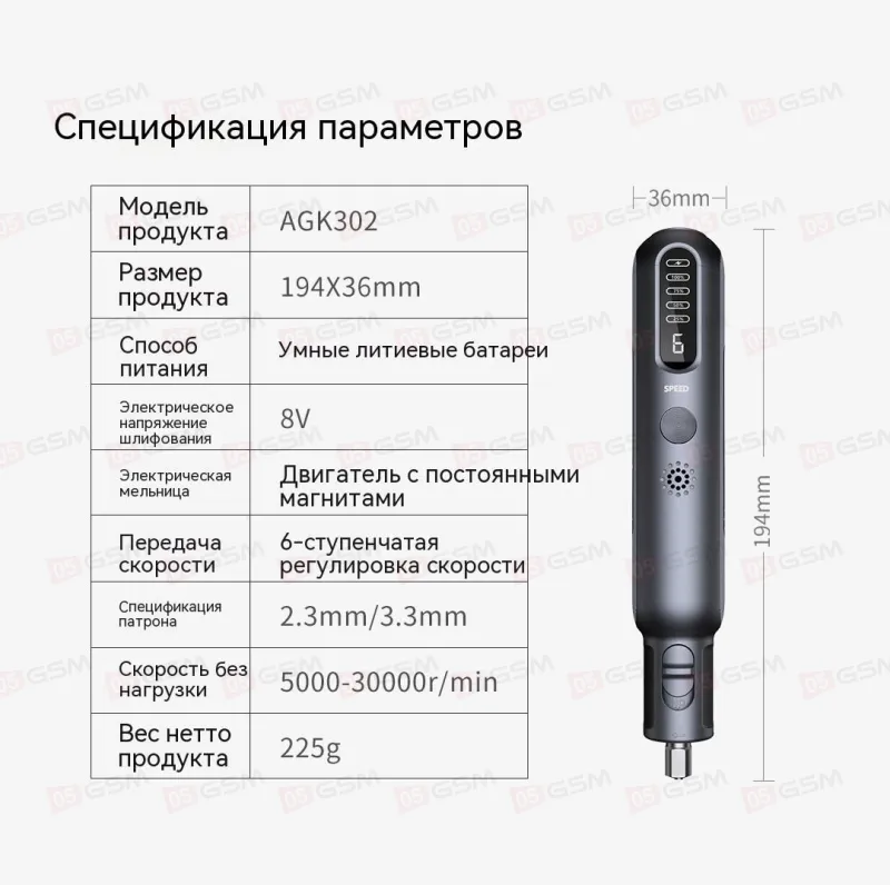 Шлифовальная машинка Greenworks AGK302 (Портативная; миниатюрная; набор в кейсе) фото в интернет-магазине 05gsm.ru