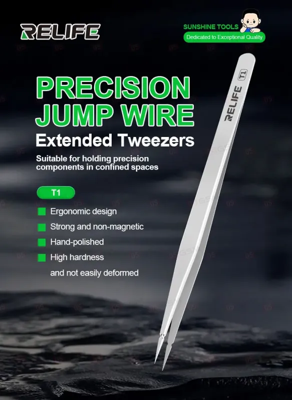 Пинцет прямой Relife T1 (Острый) фото в интернет-магазине 05gsm.ru