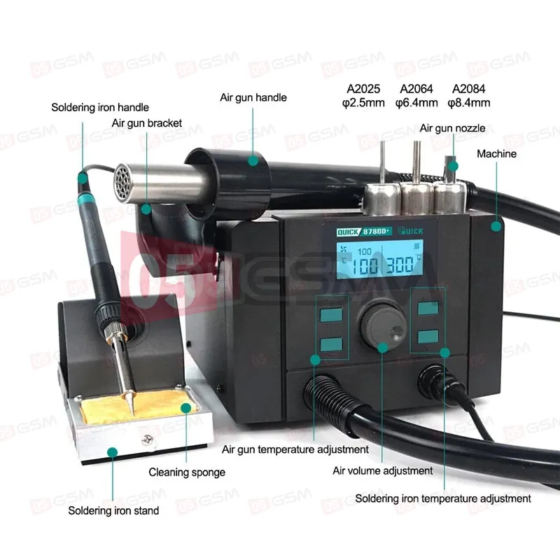 Паяльная станция с термофеном Quick 8786D+ фото в интернет-магазине 05gsm.ru