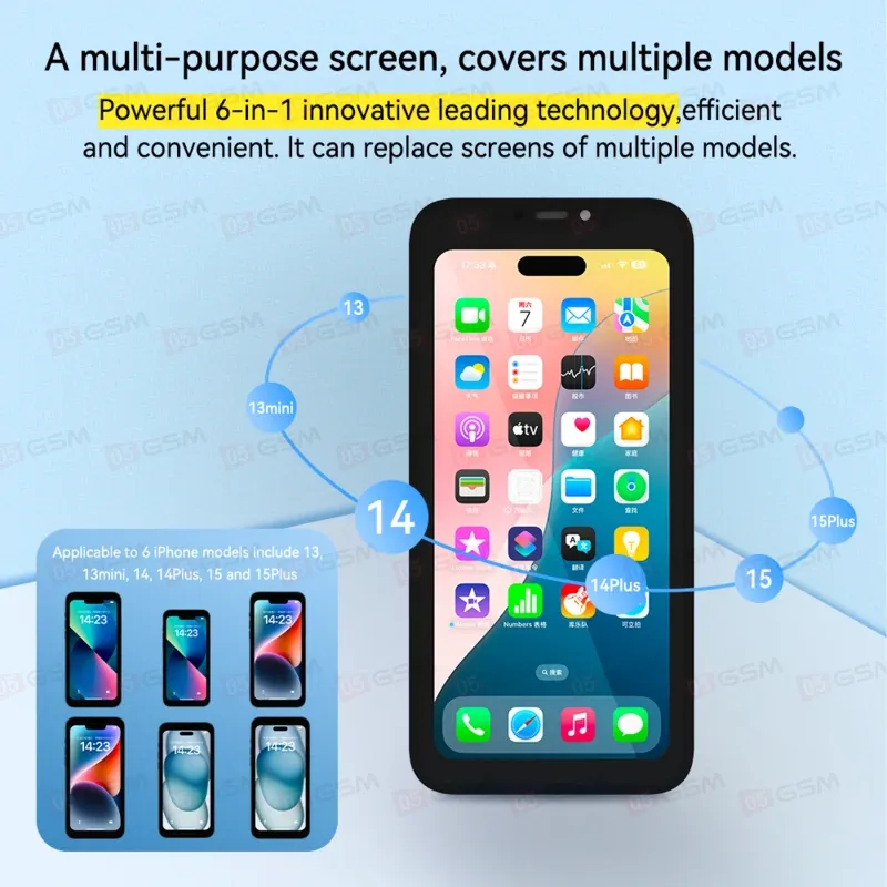 Тестовый дисплей для проверки плат JCID S35C (iPhone 13/13 Mini/14/14 Plus/15/15 Plus) фото в интернет-магазине 05gsm.ru