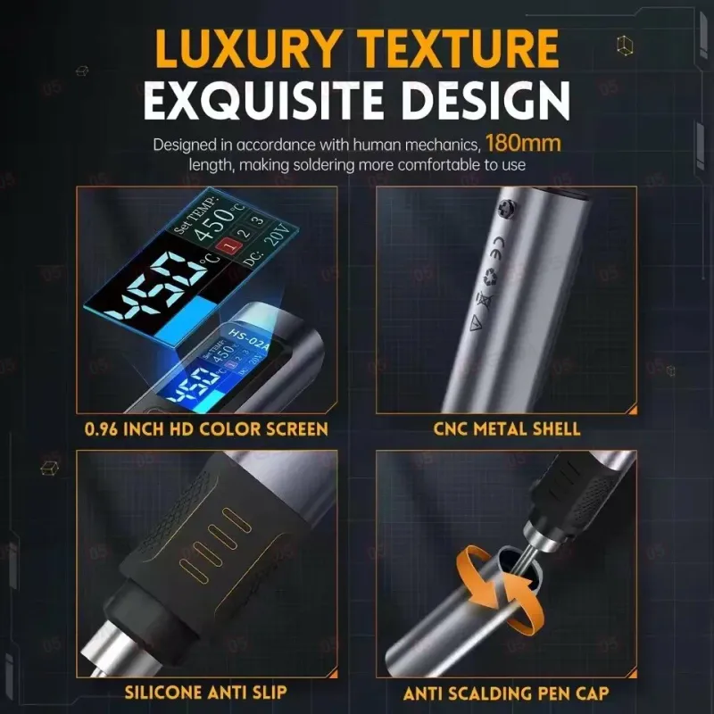 Паяльник портативный с кейсом Fnirsi HS-02A High version (6 жал C245; неавтономный) фото в интернет-магазине 05gsm.ru