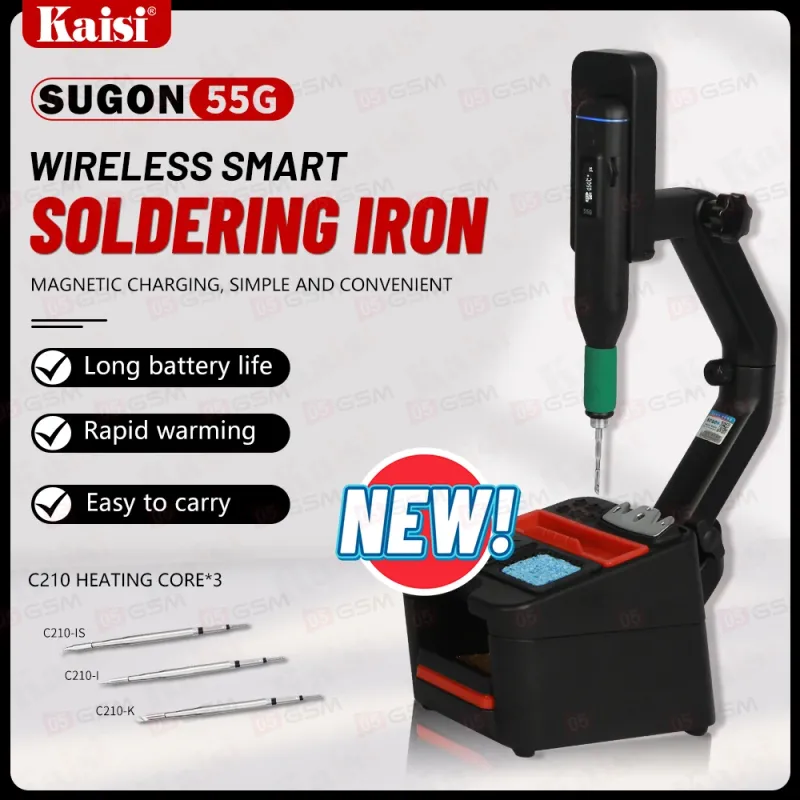 Паяльник портативный с держателем Sugon 55G (3 жала C210; автономный) фото в интернет-магазине 05gsm.ru