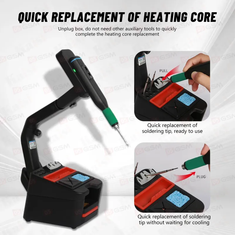 Паяльник портативный с держателем Sugon 55G (3 жала C210; автономный) фото в интернет-магазине 05gsm.ru