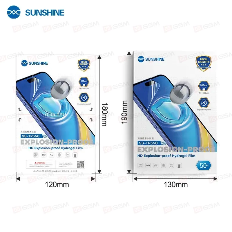 Пленка гидрогелевая для плоттера Sunshine SS-TP350 TPU-HD (Глянцевая; 1 штука; 120x180 мм) фото в интернет-магазине 05gsm.ru