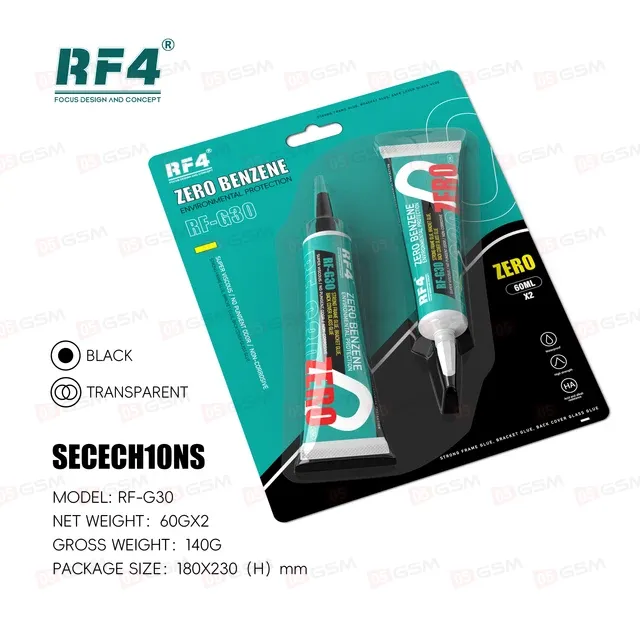 Клей RF4 RF-G30 (Прозрачный и черный; набор из 2 штук по 60 мл) фото в интернет-магазине 05gsm.ru